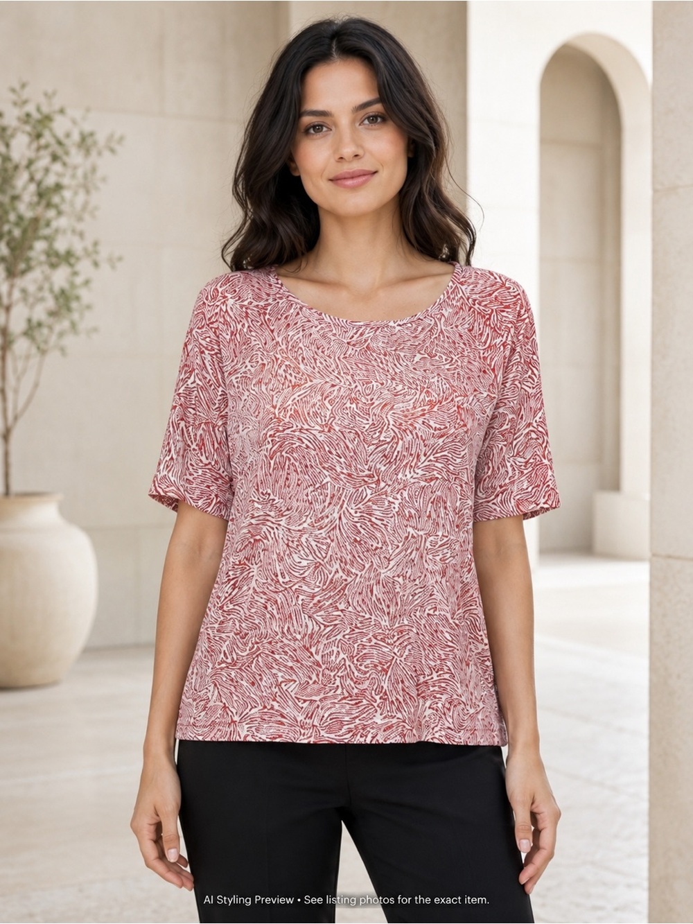 Minimum EU 34 US 2–4 Red Ivory Abstract Viscose Blouse S